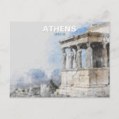 Aquarelle Ancienne ruines d'Athènes Grèce Carte po (Devant)