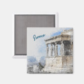 Aquarelle Ancienne ruines Magnet - Athènes Grèce (Recto/Verso)