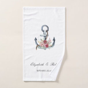 Aquarelle Ancre Fleurs Nautiques