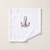 Aquarelle Ancre Fleurs Nautiques (Gant de toilette)