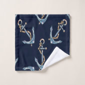 Aquarelle Ancres Bleu Nuit (Gant de toilette)