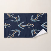 Aquarelle Ancres Bleu Nuit (Serviette à main)
