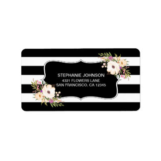 Aquarelle Anemone Blooms Étiquettes de adresse