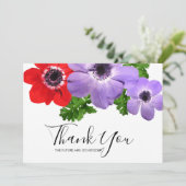 Aquarelle Anémone Carte de remerciements Florale (Debout devant)