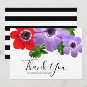 Aquarelle Anémone Carte de remerciements Florale (Devant / Derrière)