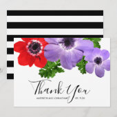 Aquarelle Anémone Carte de remerciements Florale (Devant / Derrière)