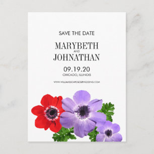 Aquarelle Anémone Floral Enregistrer la date Carte