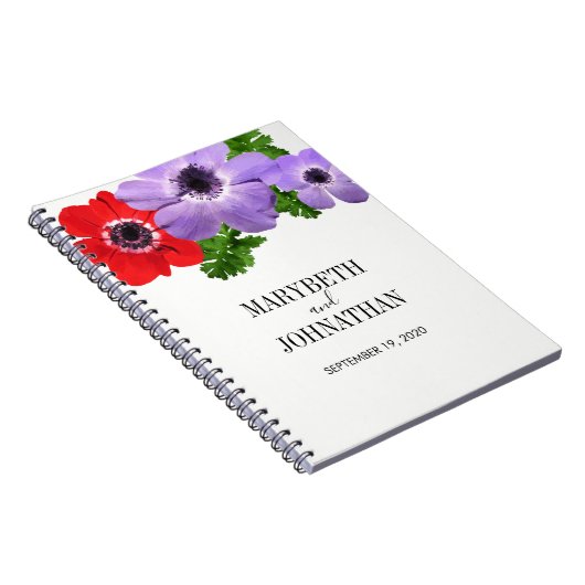 Aquarelle Anemone Floral Mariage Livre d'invité (Côté Droit)
