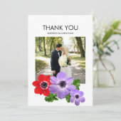 Aquarelle Anémonique Floral Merci Carte photo (Debout devant)
