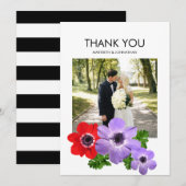 Aquarelle Anémonique Floral Merci Carte photo (Devant / Derrière)