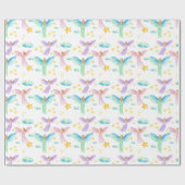 Aquarelle Anges Noël Papier cadeau enveloppant (Plat)