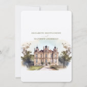 Aquarelle Anglais Manoir Faire-part de mariage (Dos)