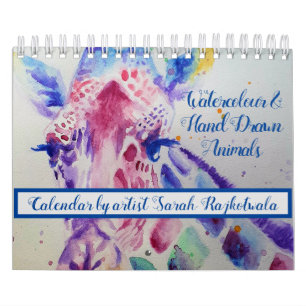 Aquarelle Animaux Calendrier Peinture à la main