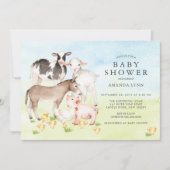 Aquarelle Animaux de ferme Baby shower Invitation (Devant)