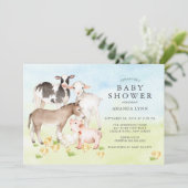 Aquarelle Animaux de ferme Baby shower Invitation (Debout devant)