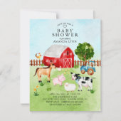Aquarelle Animaux de ferme Baby shower Invitation (Devant)