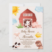 Aquarelle Animaux de ferme Baby shower Invitation (Devant)