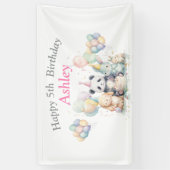 Aquarelle Animaux et Ballons Bannière de fête d'an (Vertical)