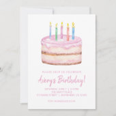 Aquarelle Anniversaire Gâteau Invitations (Devant)
