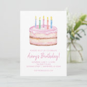 Aquarelle Anniversaire Gâteau Invitations (Debout devant)