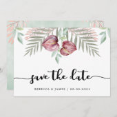 Aquarelle Anthurium Floral Enregistrer La Carte Da (Devant / Derrière)