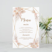 Aquarelle Anthurium Pampas Grass Mariage Menu (Debout devant)