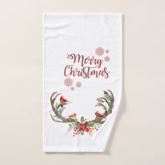 Aquarelle Antler Reindeer Noël cardinal (Serviette à main)
