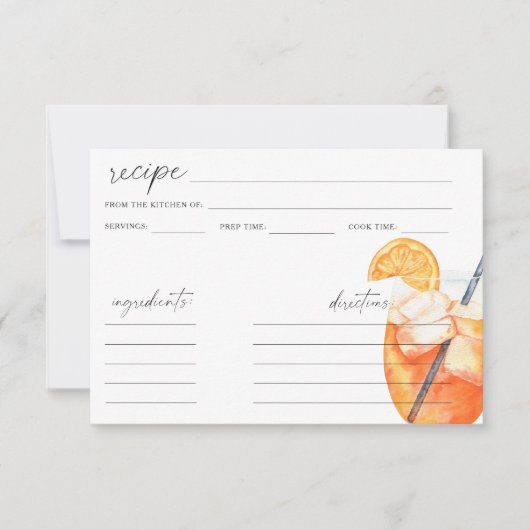Aquarelle apérol spritz cocktail - carte de recett (Devant)