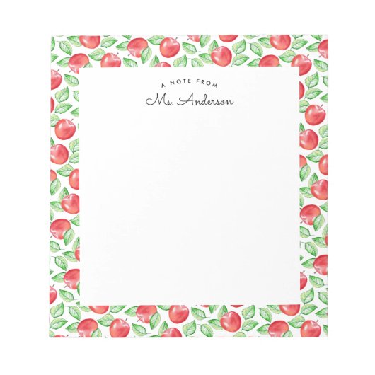 Aquarelle Apple Motif Note du Bloc-notes de l'ense (Devant)