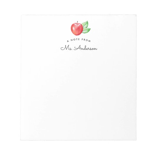 Aquarelle Apple Note du Bloc-notes de l'enseignant (Devant)