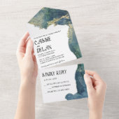 Aquarelle Aqua All in One Wedding Invitation (Déchirure)