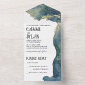 Aquarelle Aqua All in One Wedding Invitation (À l'intérieur)