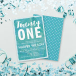 Aquarelle Aqua Blue 21ème anniversaire Invitation<br><div class="desc">Invitations amis et famille à une fête du 21e anniversaire avec cette invitation d'anniversaire d'aquarelle bleu aqua. Idéal pour un anniversaire à thème de plage ou de piscine. Personnalisez cette invitation en remplaçant le texte de l'espace réservé dans le modèle. Pour plus d'options comme changer la police et sa taille,...</div>