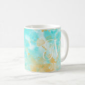 Aquarelle Aqua Laver et Mug Monogramme personnalis (Devant droit)