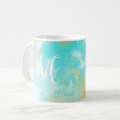Aquarelle Aqua Laver et Mug Monogramme personnalis (Devant gauche)