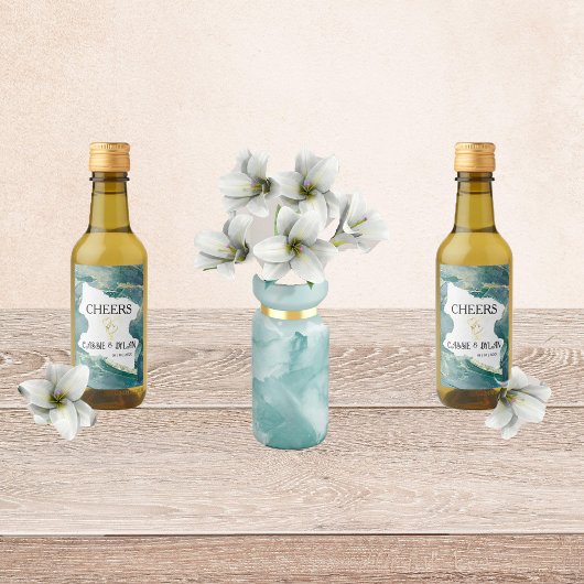 Aquarelle Aqua Mariage Vins Étiquettes