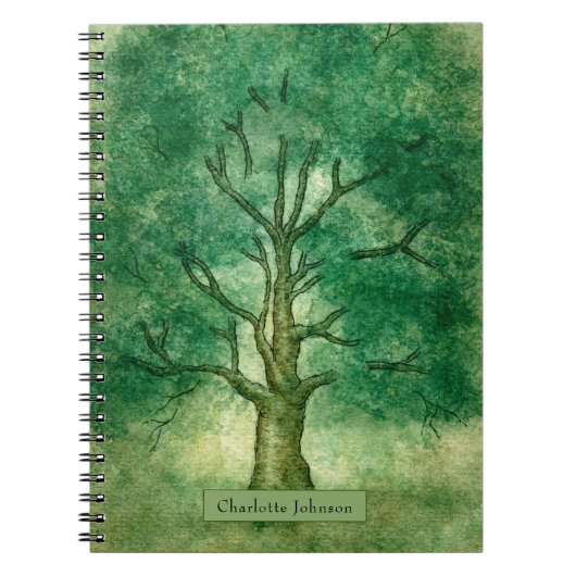 Aquarelle Arbre de chêne Carnet Spiral personnalis (Devant)