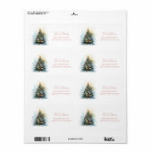 Aquarelle Arbre de Noël étiquette d'expédition (Feuille entière)
