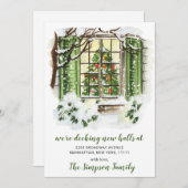 Aquarelle Arbre de Noël Faire-part mobile (Devant / Derrière)