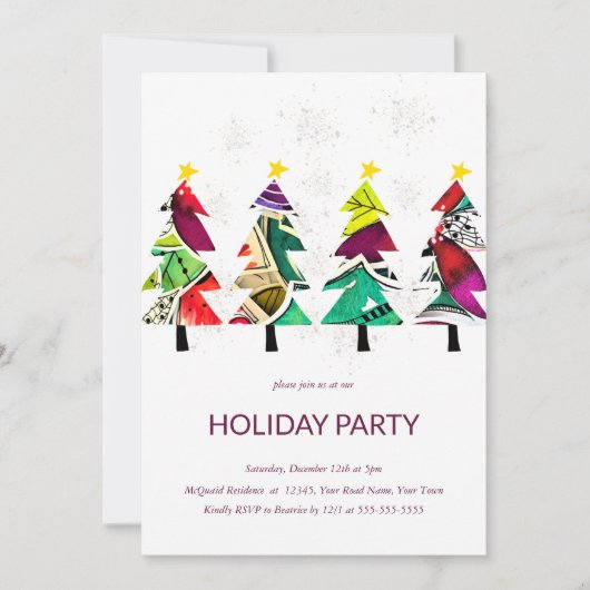 Aquarelle Arbre de Noël Fête Invitation (Devant)