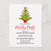 Aquarelle Arbre de Noël Fête Invitation (Devant)