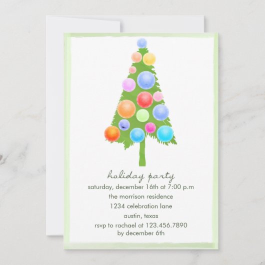 Aquarelle Arbre de Noël - Invitation à la fête (Devant)