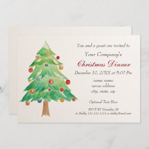 Aquarelle Arbre de Noël Invitation de fête