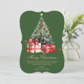 Aquarelle Arbre de Noël non photo Carte de Noël (Debout devant)