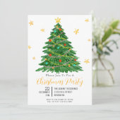 Aquarelle Arbre Joyeux Noël Fête Invitation (Debout devant)