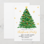 Aquarelle Arbre Joyeux Noël Fête Invitation (Devant / Derrière)