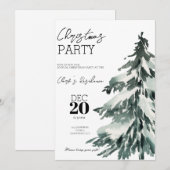Aquarelle Arbre Noël Fête Invitation (Devant / Derrière)