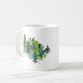 Aquarelle Arbres À feuillage persistant Mug (Devant gauche)