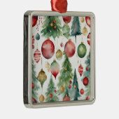 Aquarelle Arbres de Noël et Ornements Abstraits (Droite)