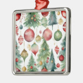 Aquarelle Arbres de Noël et Ornements Abstraits (Gauche)